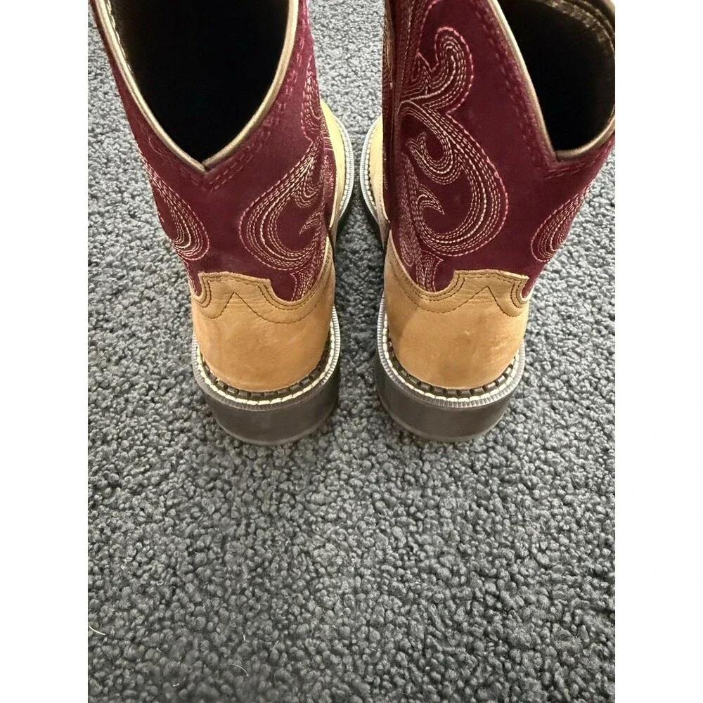 Ariat Fatbaby Heritage Women Size 7.5B Boot Burgundy Tan Cowgirl Boot 10026116
